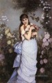 Une jeune femme dans une roseraie Auguste Toulmouche